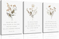 Wildflower Verses Canvas Wall Art Bible Verses Floral Paintings Pictures Wall Decor Botanical Scripture Christian Posters Prints for Bedroom Living Room Office Christian Scene Home Decorate