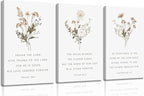 Wildflower Verses Canvas Wall Art Bible Verses Floral Paintings Pictures Wall Decor Botanical Scripture Christian Posters Prints for Bedroom Living Room Office Christian Scene Home Decorate
