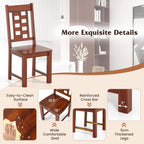 GIANTEX Wooden Dining Chairs Set of 2, Kitchen Chair w/Solid Rubber Wood Frame, High Hollowed Backrest, Wide Seat, 400 LBS Load, Farmhouse Side Chairs for Kitchen, Dining Room, Living Room