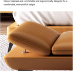 Modern Leather Bench with Soft Padded Entryway Lounges with Metal Leg Comfortable Seating Foot Stools, for Living Room, Dining Entryway(Orange,150 * 50 * 42cm)