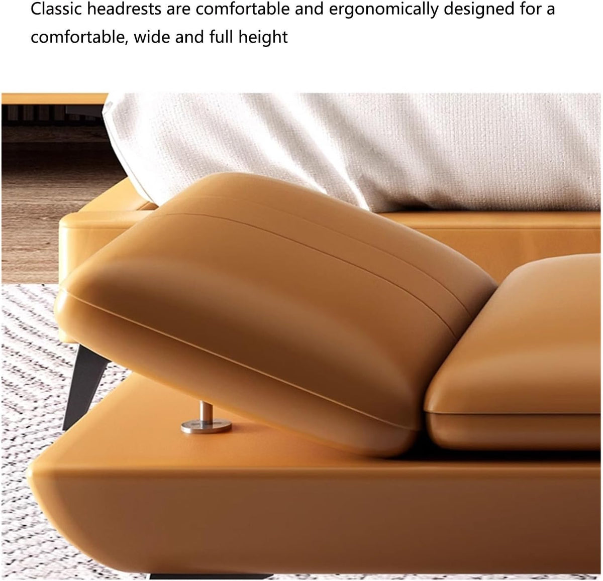 Modern Leather Bench with Soft Padded Entryway Lounges with Metal Leg Comfortable Seating Foot Stools, for Living Room, Dining Entryway(Orange,150 * 50 * 42cm)
