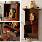 Wooden Buddhist Meditation Cabinet for Temple Display | Traditional Chinese Spiritual Furniture For Prayer, Statue(108cm/42.5in)