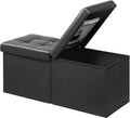 AmasSmile Footrest Ottoman Storage Bench,34" Leather Folding Chest,Black | Large Ottoman with Storage,Thicker Foam Padded Seat,Livingroom,Dorm,Bedroom,Entryway,Easy to install,34 x 13 x 13in