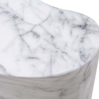 First of a Kind Tall Side Table in White Marble Concrete