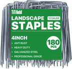 4 Inch 180 Pack Landscape Staples Galvanized Garden Stakes Anti-Rust Landscape Pins for Weed Barrier Fabric, Artificial Turf and Landscape Fabric