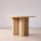 T4TREAM 47" Fluted Round Dining Table for Kitchen Living Room, Natural Oak | Mid Century Modern Kitchen Table,Seats 4-6,Thickened Edge and Sturdy Reeded Pedestal Base
