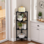 Corner Shelf Stand, 4 Tier Corner Bookshelf, Bamboo Storage Standing Shelf Unit, Tall Storage Plant Stand,Bookcase for Living Room, Home Office, Bedroom, Kitchen, Black