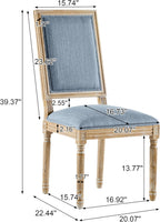Christopher Knight Home Regina French Country Dining Chairs Set of 2, Wooden Dining Room Chair, High Back Kitchen Side Chair, Fabric Upholstered Armless Extra Seat, Slate Blue