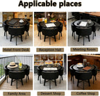 Round Dining Table Set for 4, Office Modern Restauran Office Conference Table Set, Table for Cafe Break Room (White Table+Gray Chairs)