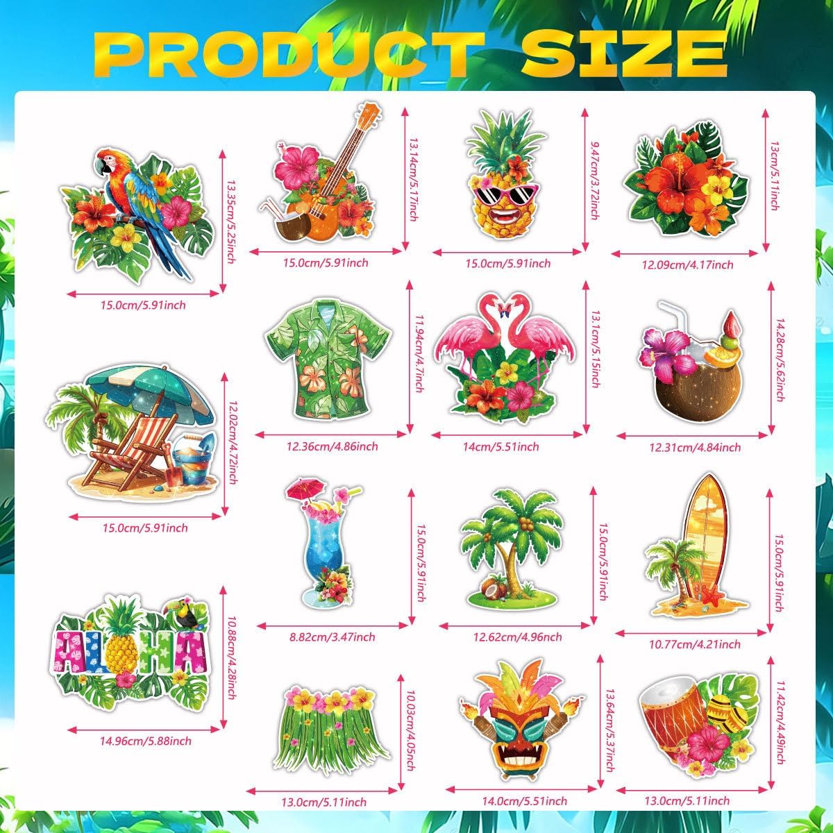 Hawaiian Party Hanging Decorations, Tropical Luau Hanging Swirls with Aloha Flamingo and Palm Tree Signs for Beach Pool Party Birthday Decor