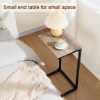 AMHANCIBLE C Shaped End Tables Set of 2, Couch Side Tables that Slide Under Sofa, Slim TV Trays for Living Room and Bedroom, Narrow Space Saving Laptop Workstation, Grey, HET02BGY