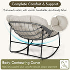 Bifanuo Oversized Egg Rocking Chair for Indoor Outdoor – All-Weather Wicker Rattan Lounge Chair with Cushion Patio Rocker for Porch Garden or Balcony (Beige)