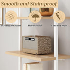 Karl home Oak 5 Tier Wall Mount Ladder Shelf, Metal Frame Open Bookcase