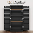 Shintenchi 47'' Kitchen Pantry Cabinet, 5-Layer Storage Cupboard, Black | Adjustable Shelves, for Organizing and Storing Food Items, Versatile Buffet Sideboard, for Kitchen, Bathroom and Laundry