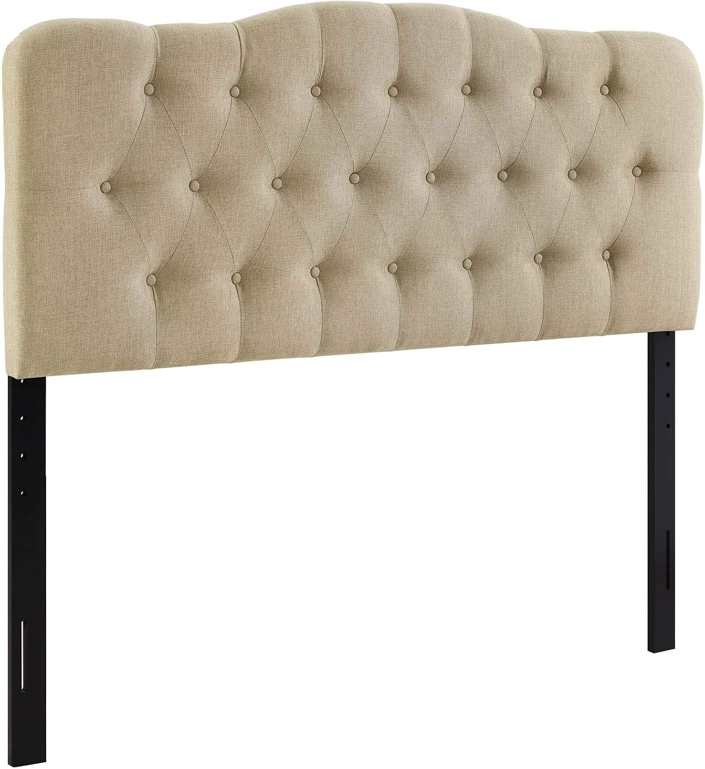 Modway Annabel Tufted Button Linen Fabric Upholstered Queen Headboard in Beige