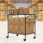 WDT 2-Tier Utility Cart with Wheels, Metal Cart with 1000LBS Capacity, NSF Heavy Duty Rolling Cart, Commercial Grade Serving Tool Storage Carts for Warehouse Garage Kitchen, 24"D x 40"W x 39"H, Black