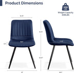 Dining Chairs Set of 2, Modern Dining Chairs with Thick Cushions, Faux Leather Upholstered Kitchen Dining Room Chairs with Metal Legs for Dining Living Room (Navy Blue)