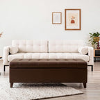 Joveco 51 Inch Storage Bench,Leather Tufted Storage Ottoman with Legs | Safety Hinges,Wooden Legs,Upholstered,End of Bed,Bedroom,Living Room,Entryway,330LBS,Brown