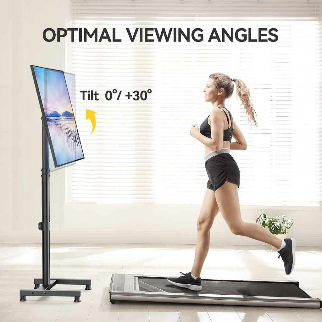 AM alphamount TV Floor Stand for 13-43 inch Flat/Curved TVs up to 44 lbs, 8 Level Height Adjustable Monitor Floor TV Stand with VESA 200x200, Portable TV Mount Stand for Living Room, Bedroom, Office