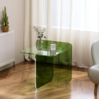 Acrylic Side Table, End Table Clear Modern Bedside Table for Bedroom Living Room, Lucite Nightstand (Clear, 19.7" × 19.7" × 18")
