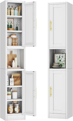 Tokawa 67" Tall Narrow Pantry Cabinet, 12 Inch Wide Kitchen Metal Storage Cabinets with Breathable Mesh Doors, Slim Bathroom Storage Cabinet with 4 Adjustable Shelves, White