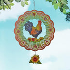 Rooster Wind Spinner,Metal Wind Spinners for Outdoor,3D Double Sided Hanging Chicken Decor for Indoor,Outdoor,Unique Gifts for Women