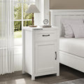 White Nightstand with Drawer, Farmhouse End Table with Storage Cabinet and Adjustable Shelf, 30" Tall Bedside Table Rustic Wood Sofa Side Table for Living Room, Bedroom