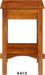 Benjara Spacious Mango Wood Telephone Stand with Slatted Side Panels, Brown