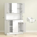 HOMCOM 71" Kitchen Pantry Cabinet, Tall Storage Cabinet with Microwave Stand, Buffet with Hutch, 6 Doors, Storage Drawer, 3 Adjustable Shelves for Living Room, Dining Room, White