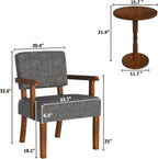FAGAGA Accent Chairs Set of 2, 2 Solid Wood Armchairs with Side Table