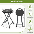 GYMAX Folding Stool, 18in Portable Collapsible Bar Stool with Handle & Steel Frame, 330lbs Sturdy Foldable Lightweight Metal Chair for Outdoor/Indoor Kitchen Home Bar, Assembly Free (Set of 1, 18inch)