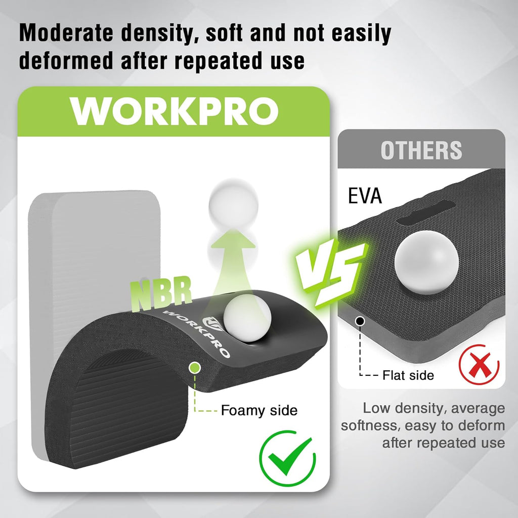 WORKPRO Extra Thick Kneeling Pad, Soft Foam Cushioning for Knee, Large Foam Kneeler Mat for Gardening, Bathing Baby, Workout Supplies, 17.5 x 11 x 1.5 in, Black