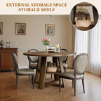 Sannwsg 43 Inch Round Dining Table for 4, Circle Kitchen Tables with Wooden Pedestal Base, Round Kitchen Table for Dining Room, Kitchens, Living Room