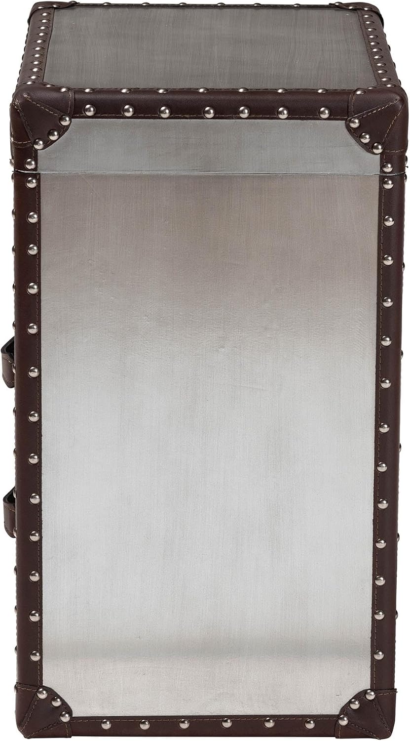 Baxton Studio Calidore Vintage Silver Metal 2-Drawer End Table