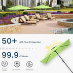 6.5' x 10' Rectangular Patio Umbrella Large Outdoor Market Umbrella w/UV Protection, Push Button Tilt and Crank Lift, Rectangle Table Umbrella for Garden, Deck, Pool, Patio, Apple Green