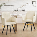 Furniliving Swivel Dining Chairs Set of 2, 360° Swivel Dining Room Chairs with Mental Legs, Mid Century Modern Kitchen Dining Room Chairs with Arms & Thickened Cushions for Kitchen, Velvet, Beige