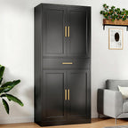 Metal Cabinet, 71” Garage Storage Cabinet with Doors and Adjustable Shelves (Black, 1 Drawer)