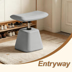 JPBSTO Small Ottoman Footrest, Modern Vanity Stool Chair Adjustable Height, Upholstered Ottoman with Soft Padded Seat Under Desk for Living Room, Vanity, Entryway, Bedroom (Gray, W-Ottoman)
