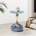 Small Round Side Table,Pedestal Side Table for Small Spaces,Metal End Tables Livingroom,Circle Martini Table Drink Table for Sofa Bedroom Office(40x55cm(16x22inch), Blue)