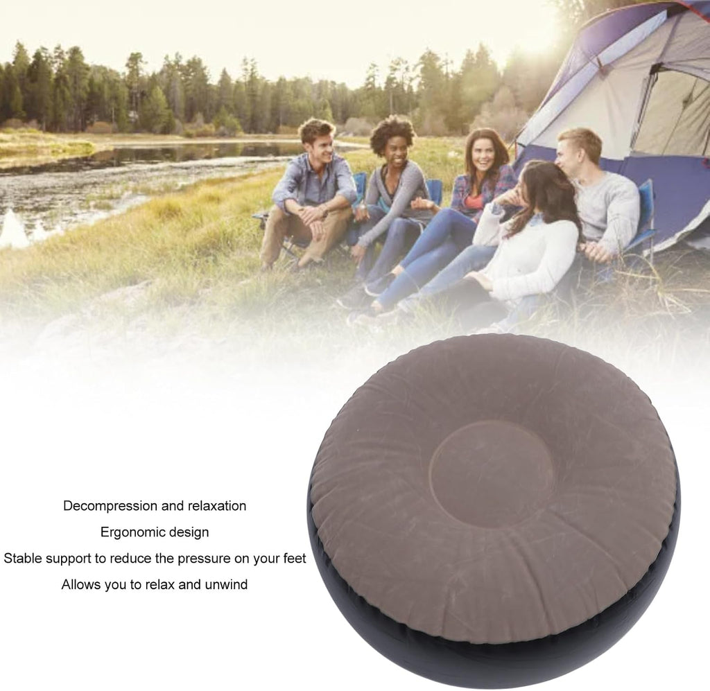 Inflatable Stool Ottoman Footrest, All Weather Foot Rest Indoor or Outdoor Use, Portable Flocking Inflatable Stool Ottoman Pouf Footstool for Home Patio Garden, Camping, Travel