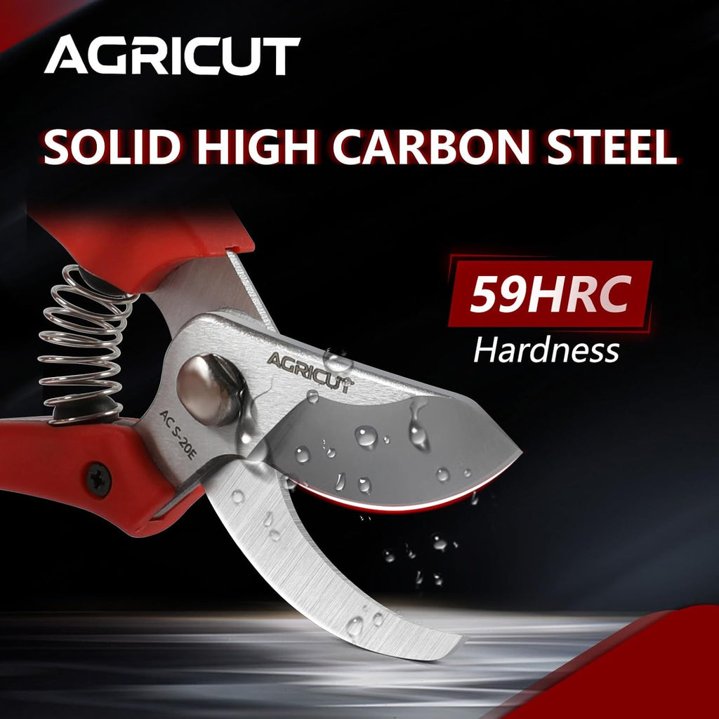 AGRICUT Pruning Shears for Gardening - 4/5 Inch Cut Capacity Bypass Pruners with High Carbon Steel Blade PP Handle Gardening Scissors Sharp Hand Clippers