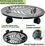 3 Packs 13 inches Large Metal Plant Caddy with PU Wheels Heav-duty Rolling Plant Stands Indoor Outdoor Wheeled Plant Dolly Coasters Flower Pot Mover Rollers Plant Trolley Cart, Plant Saucers Included