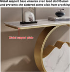 Contemporary Accent Table Modern Console Table | Marble-Like Tabletop and Circular Metal Base, Easy Assemble, for Hallway Foyer Entrance Entryway(Black-C,100x30x80cm)