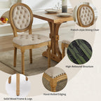 Vintage French Country Dining Chairs Set of 6, Velvet Dining Chair with Solid Wood Legs, Beige Upholstered Dining Chairs, Sillas para Comedor, Kitchen & Dining Room Chair (Beige, 6Pcs)