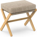 BAMBOOHOMIE Foldable Foot Stool Ottoman, Modern Foot Rest with Bamboo X Legs & Thick Foam Cushion, Folding Foot Stools Small Padded for Bedroom Living Room, Footstool for Chair Couch (Natural - Brown)