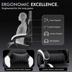 GTPLAYER Gaming Chair with Footrest, High Back Computer Chairs for Adults with Linkage Armrest Lumbar Support Heavy Duty 350lbs Ergonomic Swivel PC Game Chair for Office, White