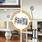 RWYHG Farmhouse TV Stand for 60 in TV, Entertainment Center for Living Room | Adjustable Shelves, Magnetic Glass Door, Sturdy Gourd Base, Wood Grain Top, High Capacity Storage Cabinet, White