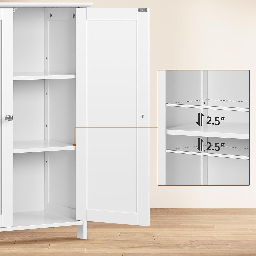 Yaheetech Small Bathroom Storage Cabinet for Towels with 2 Doors, White