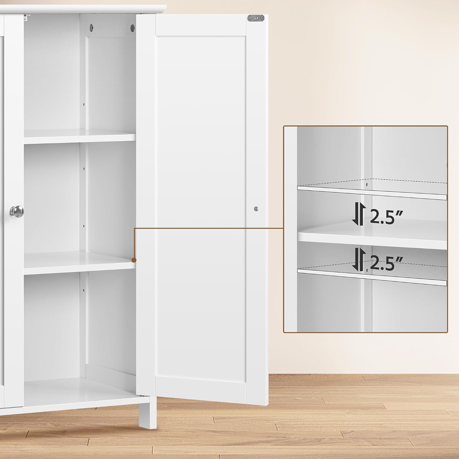 Yaheetech Small Bathroom Storage Cabinet for Towels with 2 Doors, White