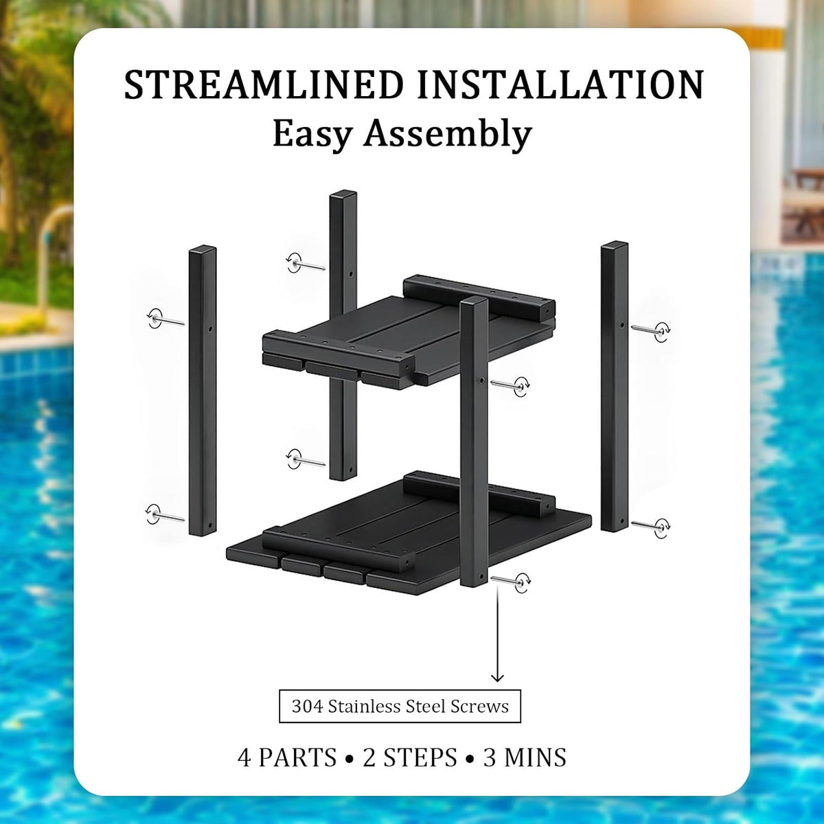 OTSUN Adirondack Outdoor Side Table, 16" HDPE Patio Side Table with Shelf, Weather Resistant Easy Maintenance for Backyard Pool Porch Garden & Lawn